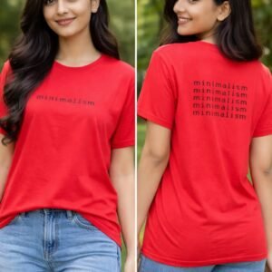 Minimalism Graphic Cotton Tee - Bold Red- Rooh Simply You