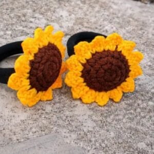 Crochet Sunflower Hairtie