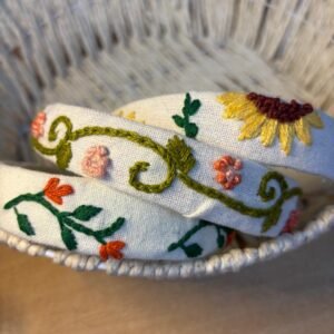 Hand embroidered hair accessories