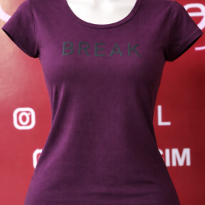 Women’s "BREAK" Graphic Cotton T-Shirt – Wine Purple- Rooh Simply You