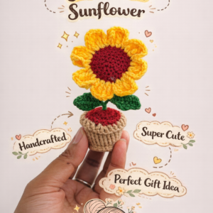 Crochet mini sunflower pot