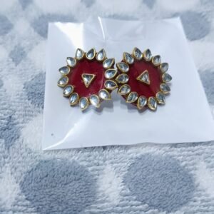 Fabric and kundan earrings