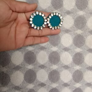 Red colour fabric and kundan earrings