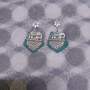 Fabric elephant charms earring