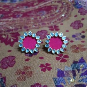 Fabric kundan stone stand earring