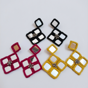 Handmade mirror work earrings