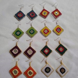 Handmade mirror work earrings