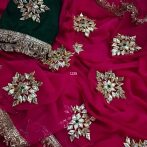 ✨ *New Premium Launch* ✨ *Soft Georgette Saree With Sober Gota Flower Work & Sabhya Soft Georgette Saree With Simple Sober Gota Flower Work