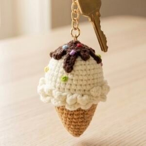 Handmade Icecream crochet keychain