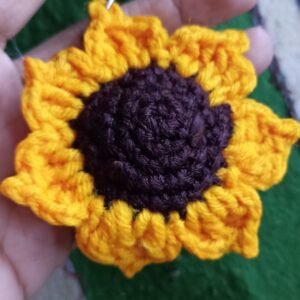 Handmade crochet sunflower keychain