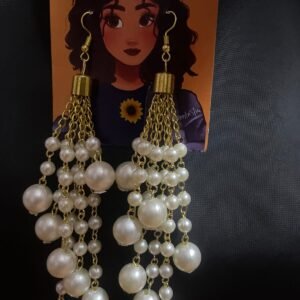 pearl beads long hanging earring