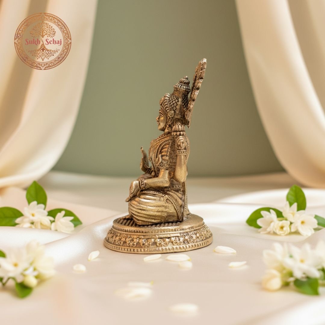 Goddess Maha Lakshmi Murti | Laxmi Murti| Brass Murti | Handcrafted, Antique Finish, 3.0 Inch, for Home Temple, Decor, Pooja Ritual and Gifting - Image 3