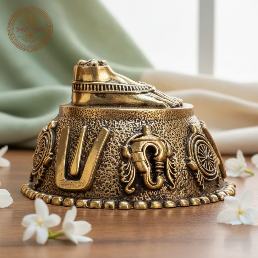 Shree Tirupati Balaji Padam | Lord Vishnu Charan Paduka | Handcrafted, Antique Black Finish, 2.9 Inch, for Home Temple, Decor, Pooja Ritual and Gifting - Image 2