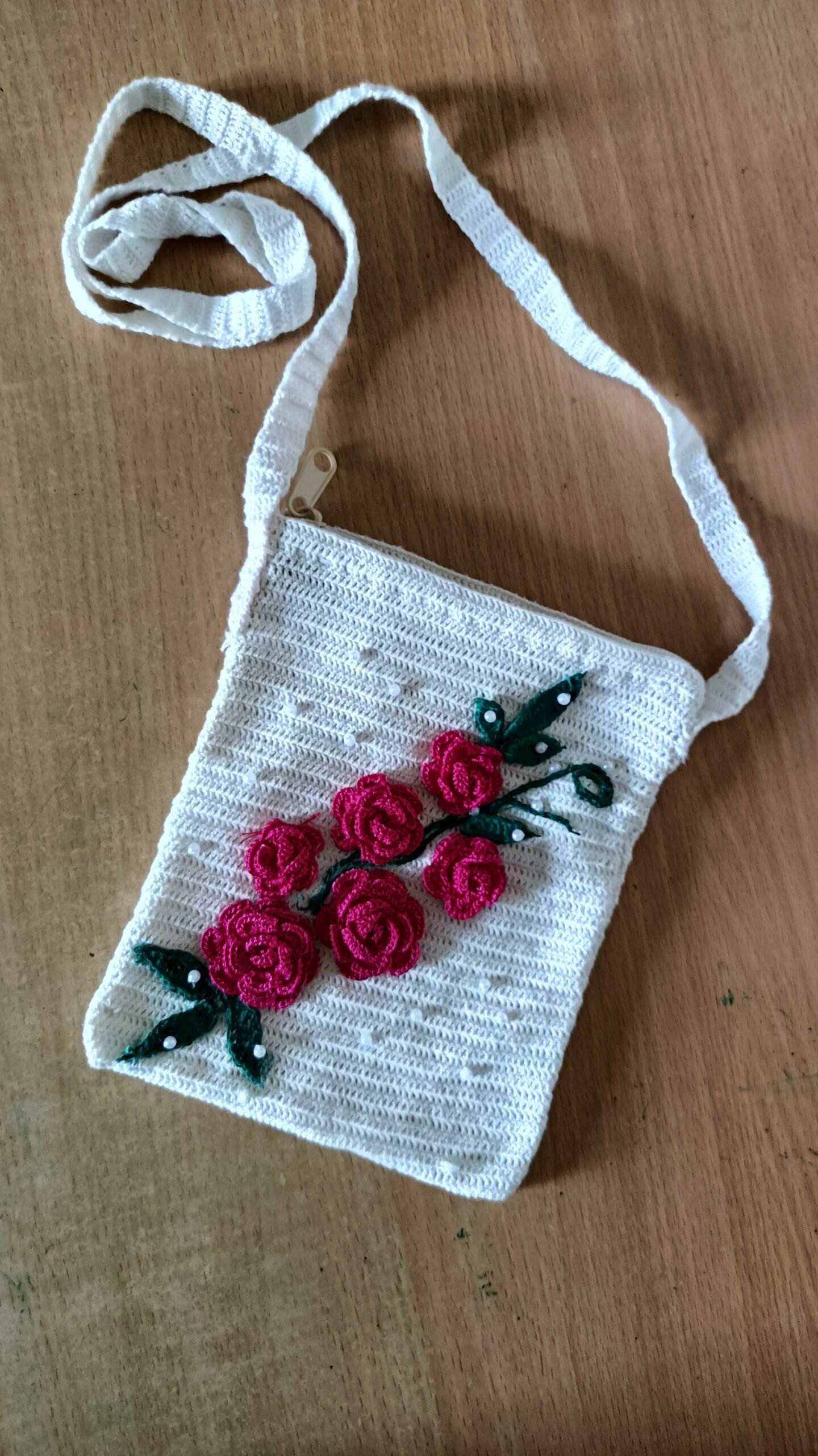 Crochet Rose Sling Bag | Aesthetic Floral Crossbody Bag - Image 2