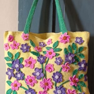 Crochet Floral Tote Bag