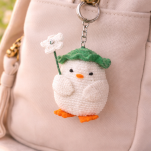 Crochet Duck Keychain with Flower | Cute Amigurumi Duck Bag Charm | Kawaii Crochet Keyring