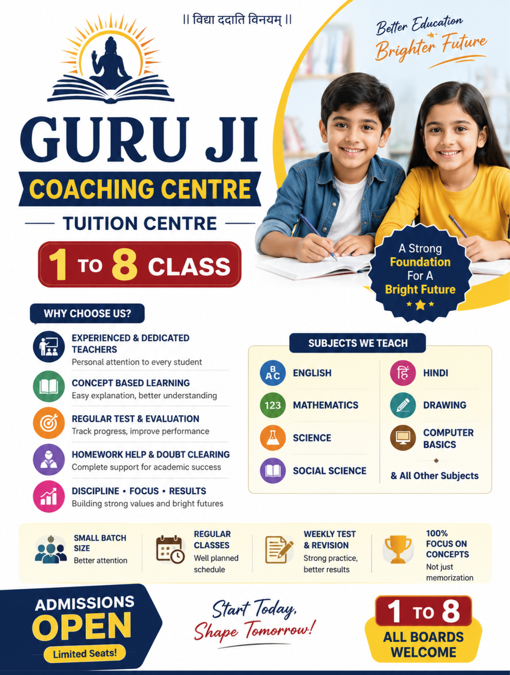 Tution 1 to 8 class all subjects