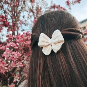 Crochet hair bow clip