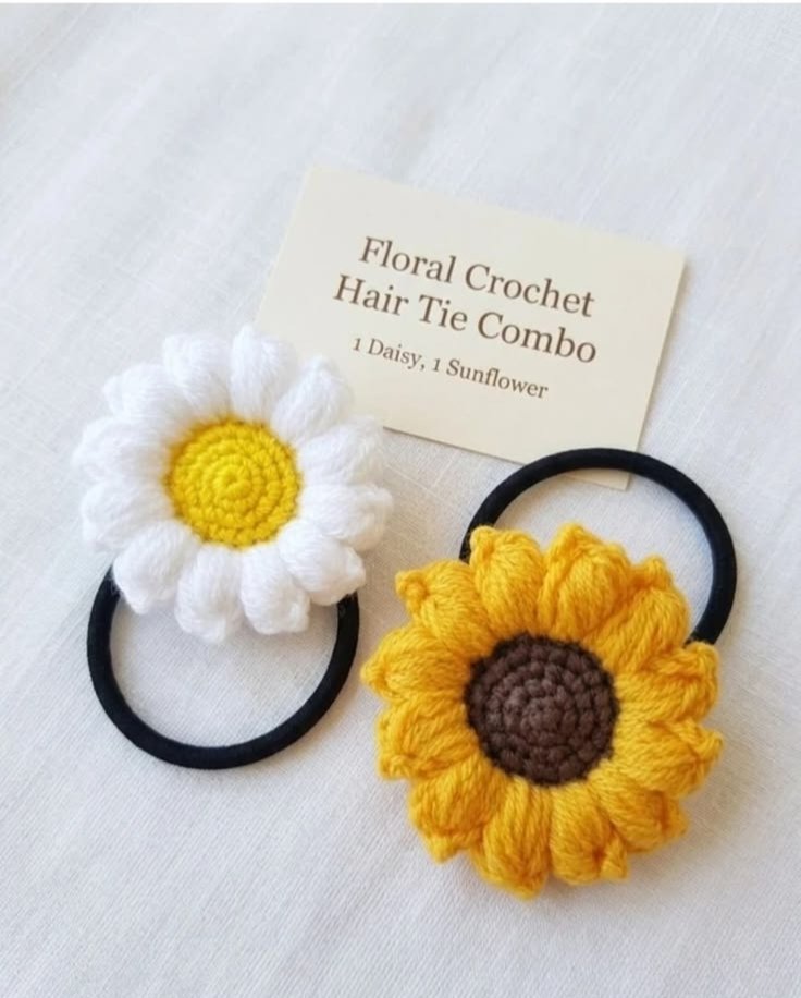 Floral crochet hair ties combo