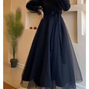 Organza boat neck dress