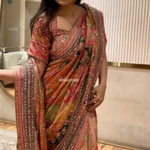 New Launching Superb Quality ✨ Crepe Silk Digital Print Mirror Work Saree