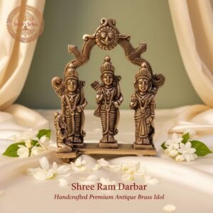 Shree Ram Darbar | Brass Murti | Handcrafted, Antique Yellow Finish, 5.5 Inch Length, for Home Temple, Decor, Pooja Ritual and Gifting