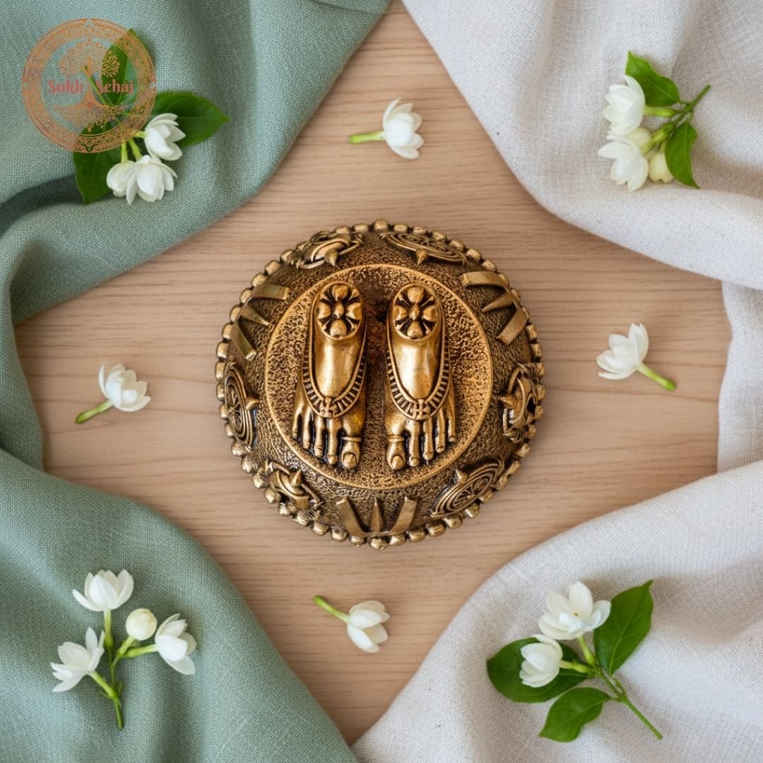 Shree Tirupati Balaji Padam | Lord Vishnu Charan Paduka | Handcrafted, Antique Black Finish, 2.9 Inch, for Home Temple, Decor, Pooja Ritual and Gifting - Image 3