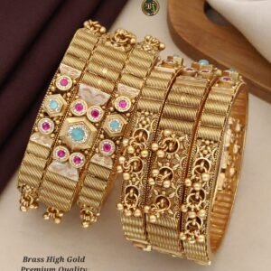 Brass high gold 6 bangles set