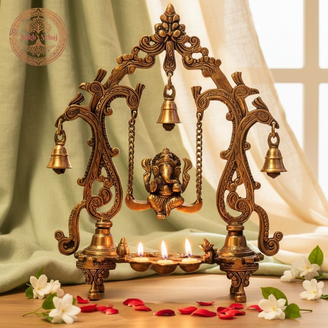 Shree Ganesh Jhula | Handcrafted, Antique Finish, 14.1 Inch, for Home Temple, Decor, Pooja Ritual and Gifting - Image 2