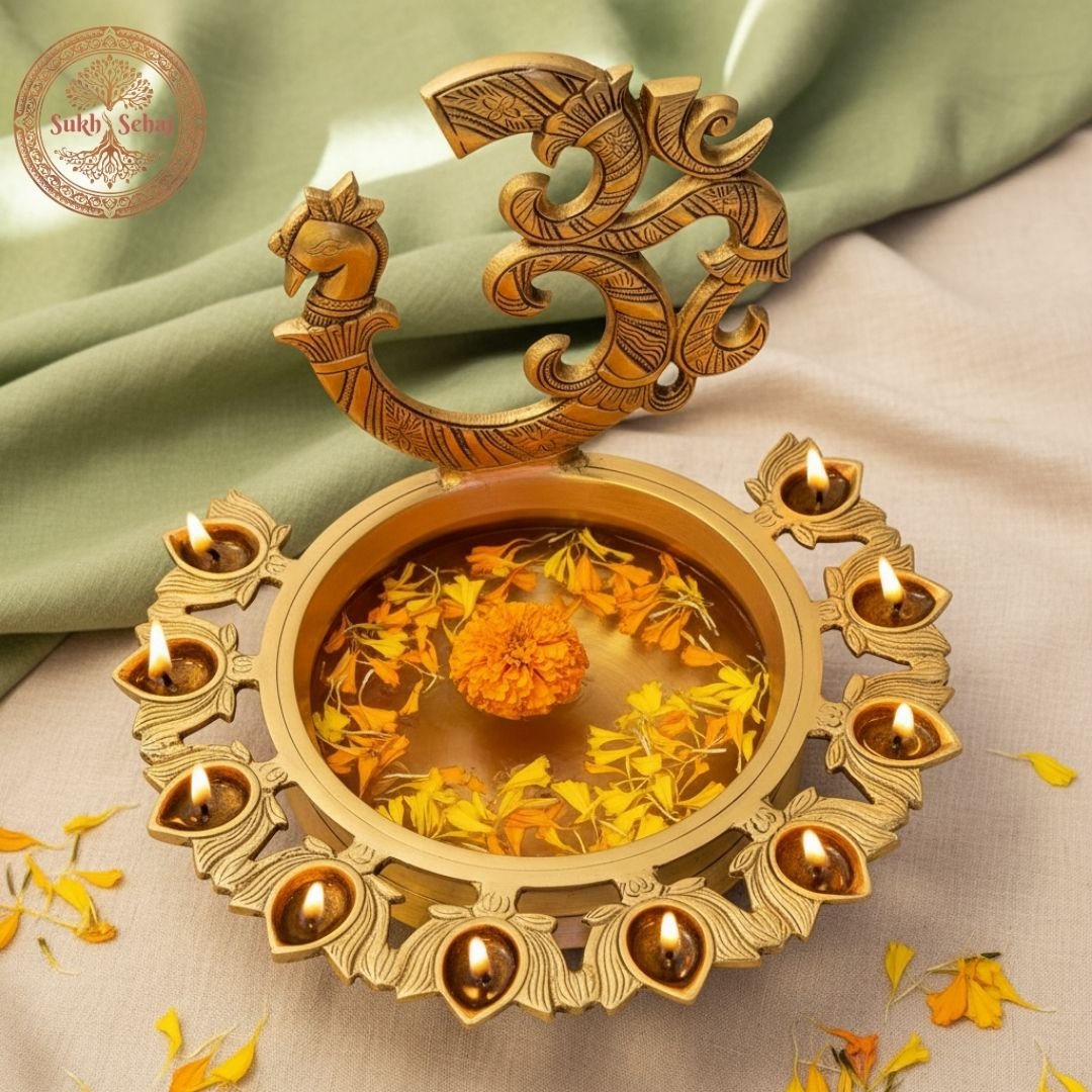 Mayur Om Urli | Brass Urli | Decor Vessel | Handcrafted, Antique Finish, 12.0 Inch, for Home Temple, Decor, Pooja Ritual and Gifting - Image 4
