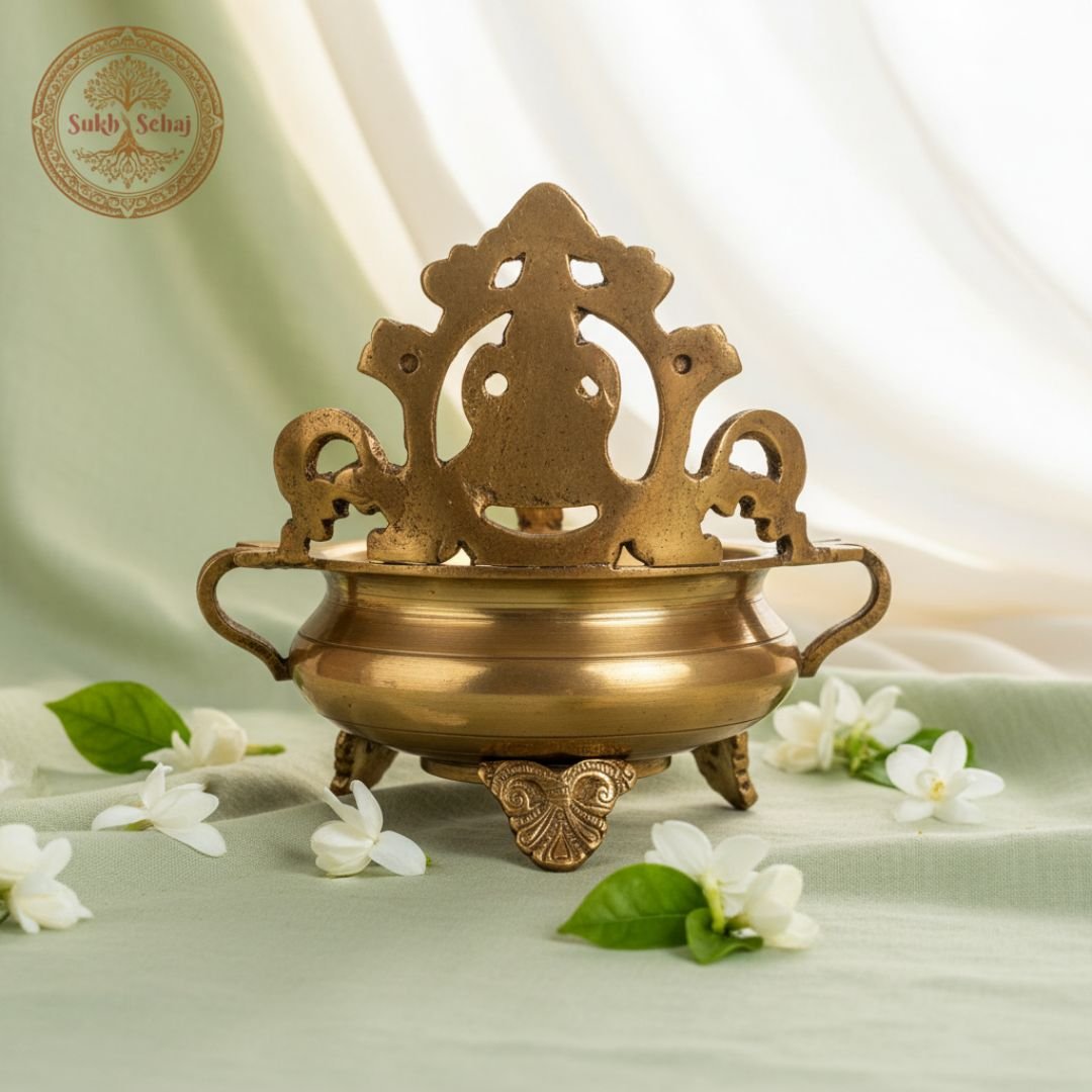 Shree Ganesha Brass Urli | Brass Urli | Decor Vessel | Handcrafted, Antique Black Finish, 7.5 Inch, for Home Temple, Decor, Pooja Ritual and Gifting - Image 3