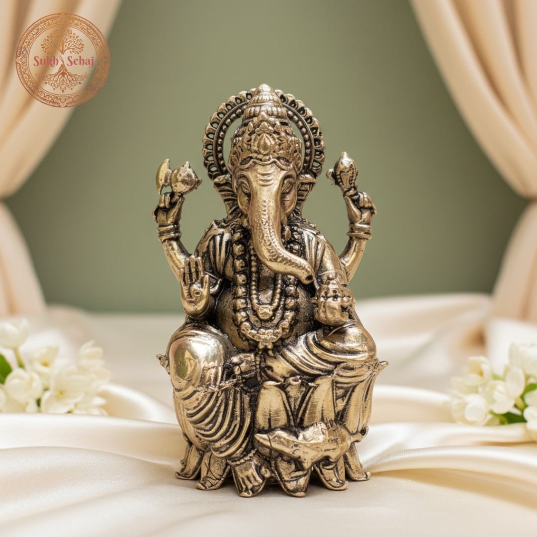Shree Lakshmi Ganesh Murti Set | Brass Murti | Handcrafted, Antique Finish, 2.9 Inch Height, for Home Temple, Decor, Pooja Ritual and Gifting - Image 2