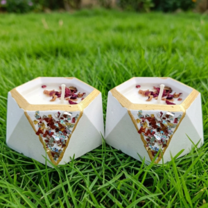 Aesthetic Handmade Soya wax Candles , Geomatric shape small candle
