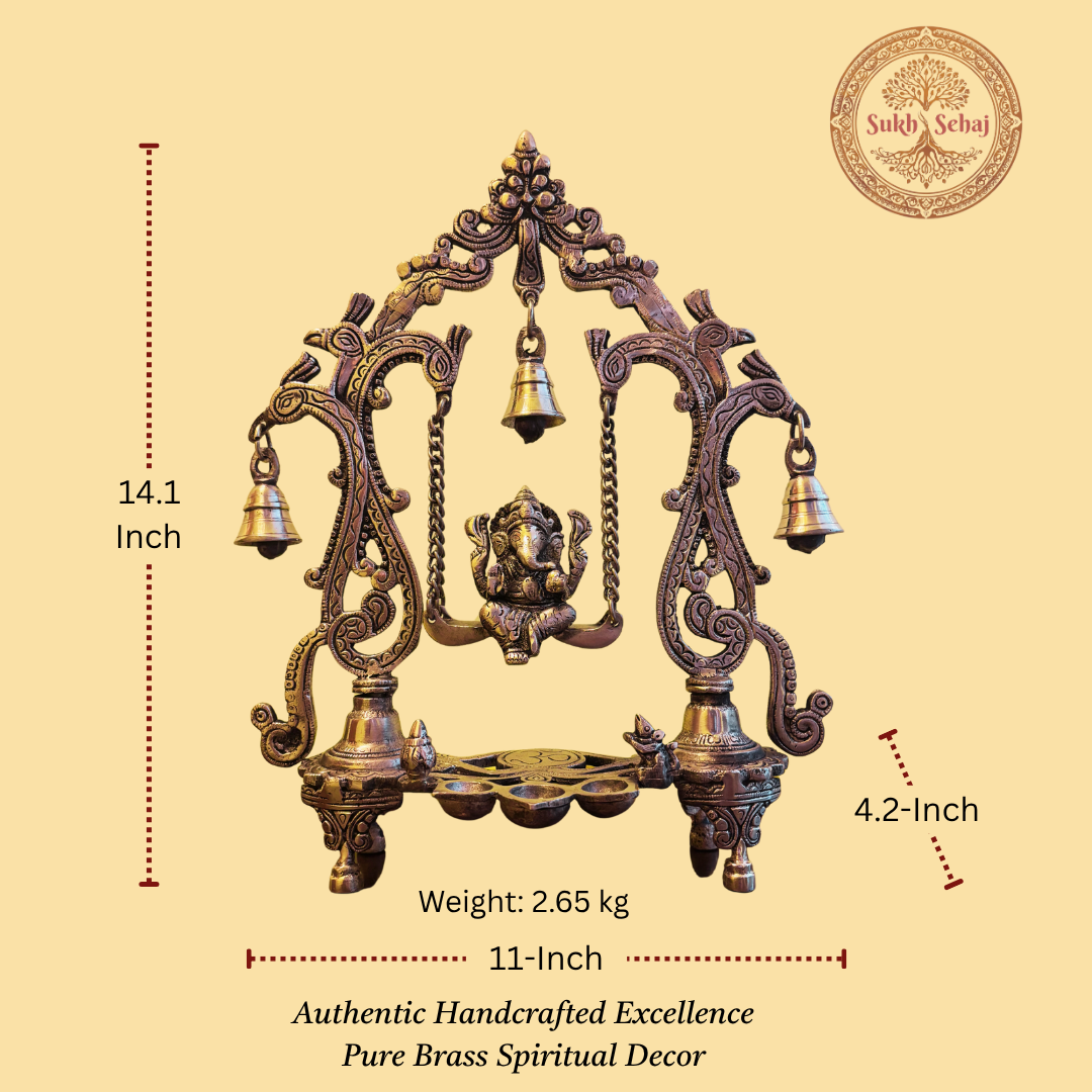 Shree Ganesh Jhula | Handcrafted, Antique Finish, 14.1 Inch, for Home Temple, Decor, Pooja Ritual and Gifting - Image 5