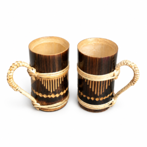 Bamboo Beer/ Coffee Cup | Traditional Tea Coffee Mug | for Kitchen, Office, Home, Bars & Restaurants | Traditional Handmade |Brown Pack of 2 ( 13 cm x 8 cm)