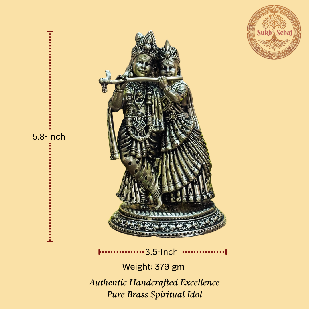 Shree Radha Krishna Murti | Brass Murti | Handcrafted, Antique Black Finish, for Home Temple, Decor, Pooja Ritual and Gifting - Image 5