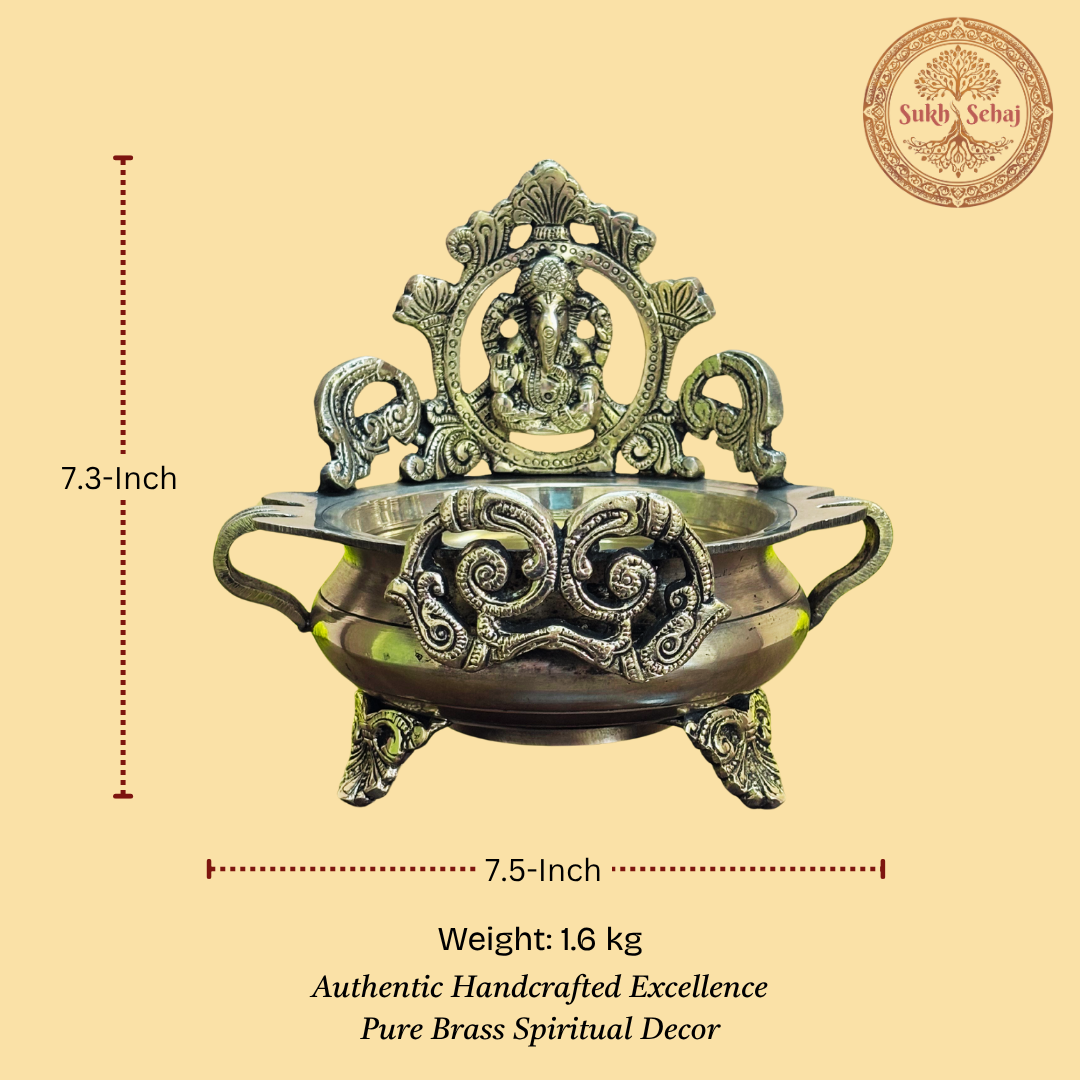 Shree Ganesha Brass Urli | Brass Urli | Decor Vessel | Handcrafted, Antique Black Finish, 7.5 Inch, for Home Temple, Decor, Pooja Ritual and Gifting - Image 5