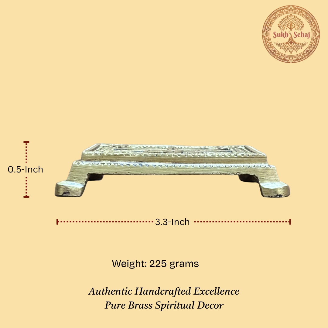 Brass Chowki | Pooja Decorative Stand | Murti Chowki | Handcrafted, Antique Yellow Finish, 3.3 Inch Length, for Home Temple, Decor, Pooja Ritual and Gifting - Image 5