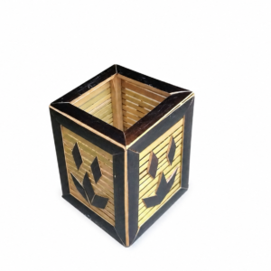Bamboo Wood Pen Pencil Holder (Pack of 1) Eco-Friendly Bamboo Pen Stand for Office & Home | Pen Stand for Study Table | Handmade Pen Stand ( 10 cm x 7.5 cm)