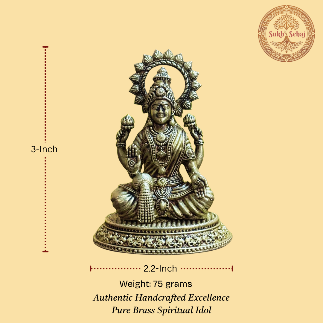 Goddess Maha Lakshmi Murti | Laxmi Murti| Brass Murti | Handcrafted, Antique Finish, 3.0 Inch, for Home Temple, Decor, Pooja Ritual and Gifting - Image 5