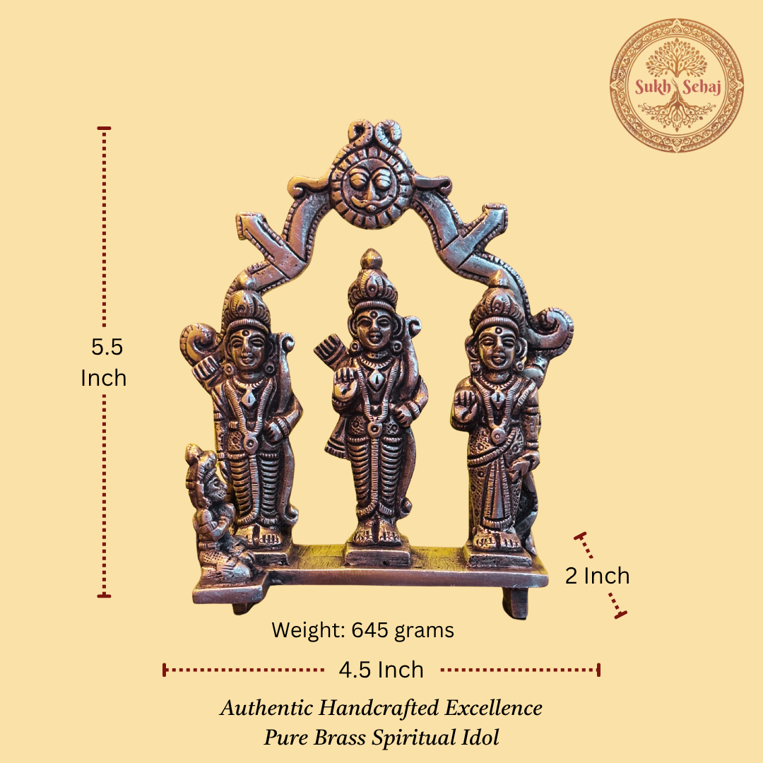 Shree Ram Darbar | Brass Murti | Handcrafted, Antique Yellow Finish, 5.5 Inch Length, for Home Temple, Decor, Pooja Ritual and Gifting - Image 5