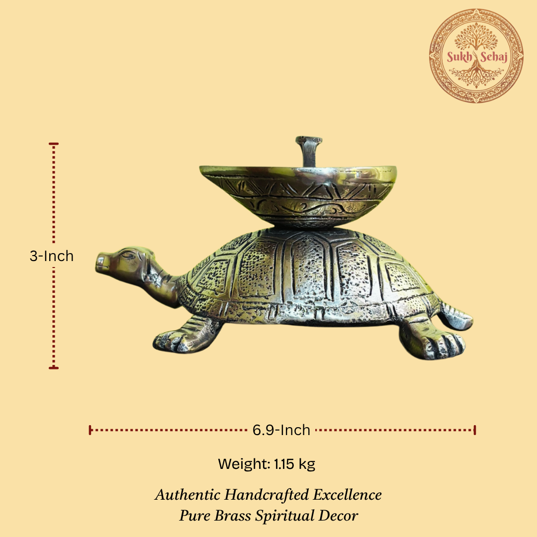 Kubera Kurma Diya | Tortoise Lamp, Deepak, Brass, Handcrafted, Antique Black Finish, 6.9 Inch Height, Oil Lamp Home Temple, Decor, Pooja Ritual and Gifting (Antique Black Finish) - Image 5