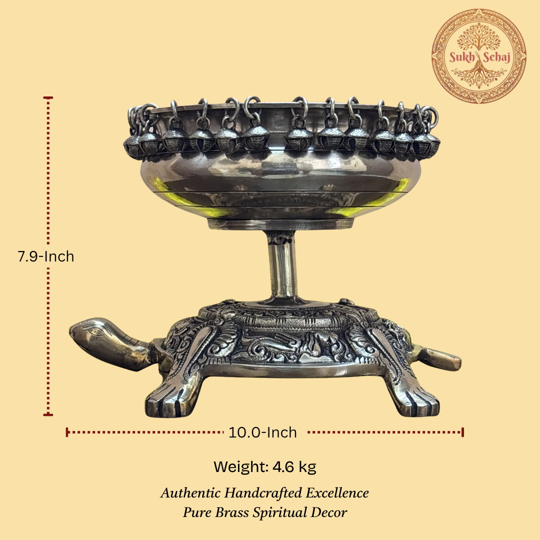 Kurma Urli | Brass Tortoise Urli | Tortoise Vessel | Decor Vessel | Handcrafted, Antique Black Finish, 10.0 Inch, for Home Temple, Decor, Pooja Ritual and Gifting - Image 5