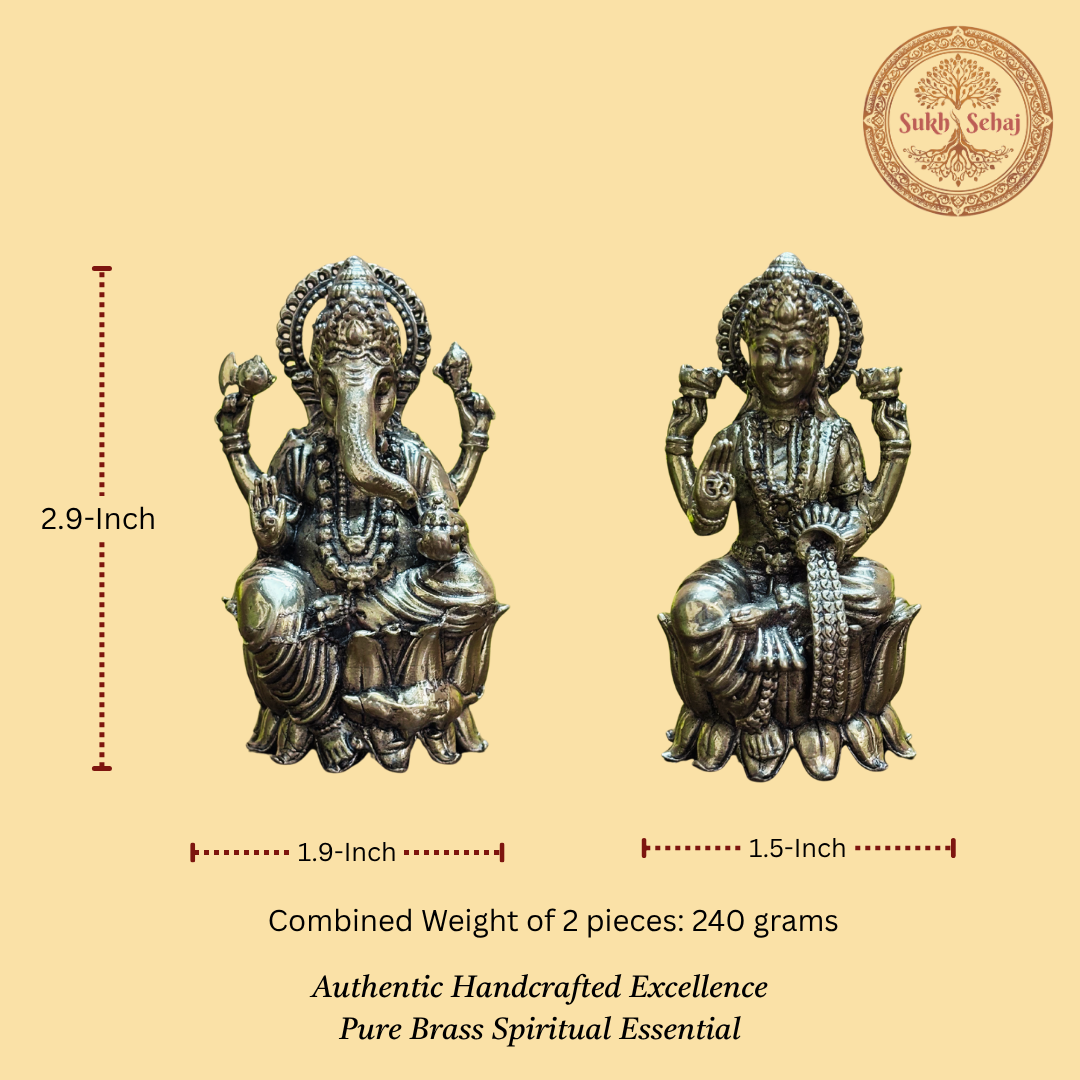 Shree Lakshmi Ganesh Murti Set | Brass Murti | Handcrafted, Antique Finish, 2.9 Inch Height, for Home Temple, Decor, Pooja Ritual and Gifting - Image 5