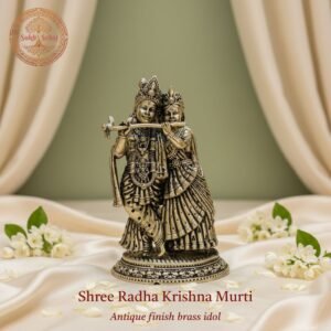 Shree Radha Krishna Murti | Brass Murti | Handcrafted, Antique Black Finish, for Home Temple, Decor, Pooja Ritual and Gifting