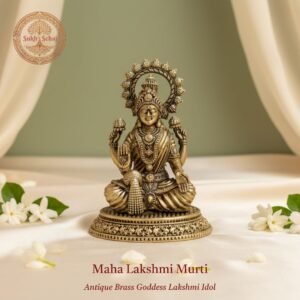 Goddess Maha Lakshmi Murti | Laxmi Murti| Brass Murti | Handcrafted, Antique Finish, 3.0 Inch, for Home Temple, Decor, Pooja Ritual and Gifting