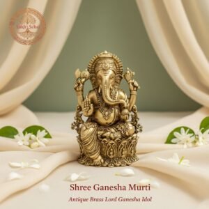 Shree Ganesha Murti | Ganapati Idol | Brass Murti | Handcrafted, Antique Yellow Finish, 3.0 Inch, for Home Temple, Decor, Pooja Ritual and Gifting
