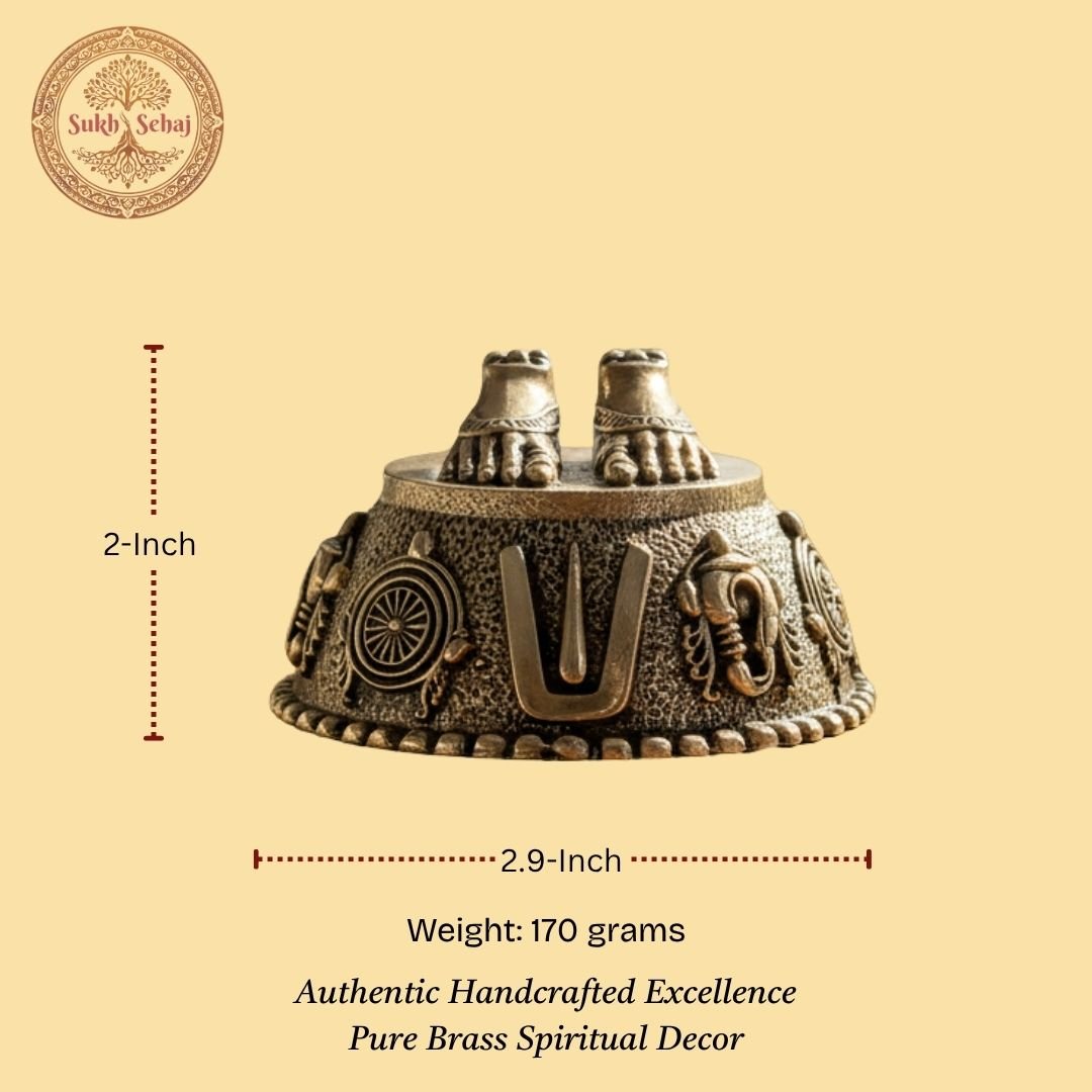 Shree Tirupati Balaji Padam | Lord Vishnu Charan Paduka | Handcrafted, Antique Black Finish, 2.9 Inch, for Home Temple, Decor, Pooja Ritual and Gifting - Image 5