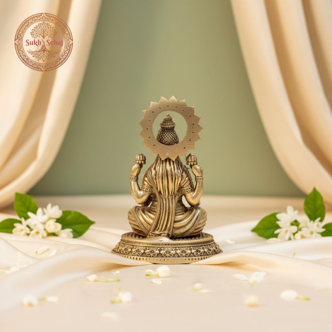 Goddess Maha Lakshmi Murti | Laxmi Murti| Brass Murti | Handcrafted, Antique Finish, 3.0 Inch, for Home Temple, Decor, Pooja Ritual and Gifting - Image 2