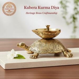 Kubera Kurma Diya | Tortoise Lamp, Deepak, Brass, Handcrafted, Antique Black Finish, 6.9 Inch Height, Oil Lamp Home Temple, Decor, Pooja Ritual and Gifting (Antique Black Finish)